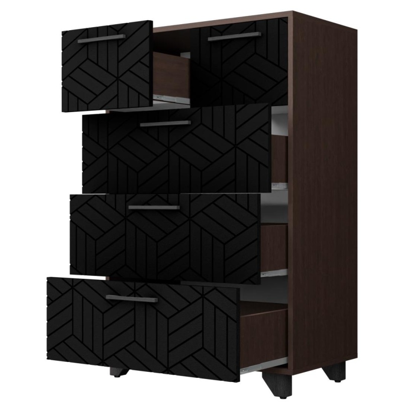 Амстердам Комод (12 СТУЛЬЕВ) (Корпус: ЛДСП Венге, Фасад: МДФ Черный мат)