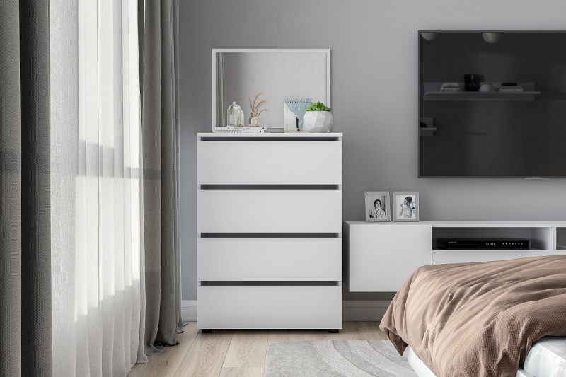 Токио Комод 4 ящ. ЛДСП SV-мебель (Белый текстурный (601х907х368))