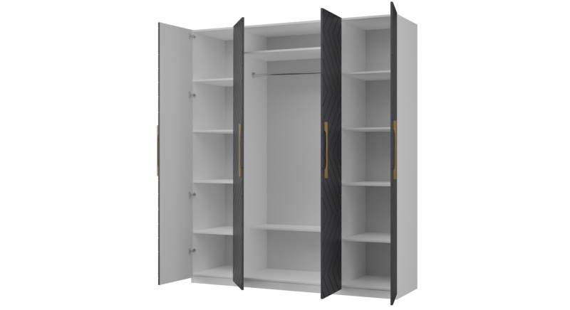 Копенгаген Шкаф 4-х ств. (12 СТУЛЬЕВ) (Корпус: ЛДСП Белый, Фасад: МДФ Серый графит)