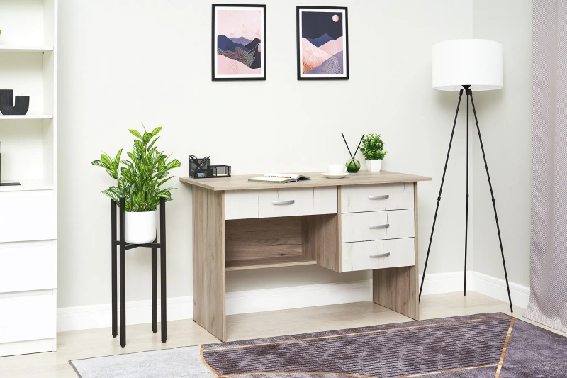 Сити Стол письменный СТЕНД (ДУБ КРАФТ БЕЛЫЙ/ДУБ КРАФТ СЕРЫЙ)