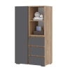 Хелен ШК 03 Шкаф СТЕНД (фасад СЕРЫЙ ГРАФИТ 0162/корпус ДУБ КРАФТ ЗОЛОТО)