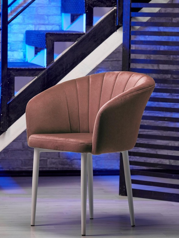 Стул Версаль ПАМИР (F62 Розовый/Белая опора)