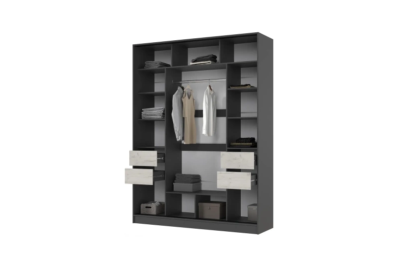 Прихожая Роджина Шкаф-купе 1800 МИФ (Дуб Крафт Белый, Графит)
