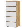 Хелен КМ 03 Комод 502 5 ящиков СТЕНД (фасад БЕЛЫЙ/корпус ДУБ КРАФТ ЗОЛОТО)