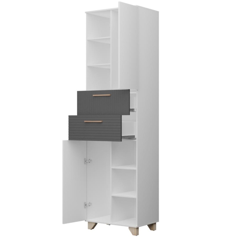 Копенгаген Пенал (12 СТУЛЬЕВ) (Корпус: ЛДСП Белый, Фасад: МДФ Серый графит)