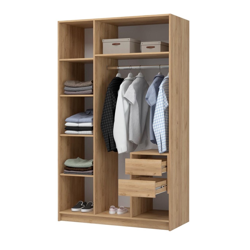 Лион ШК-02 Шкаф 3-х створчатый СТЕНД (фасад ГРАФИТ СЕРЫЙ/корпус ДУБ КРАФТ ЗОЛОТО (1200*2000*550))