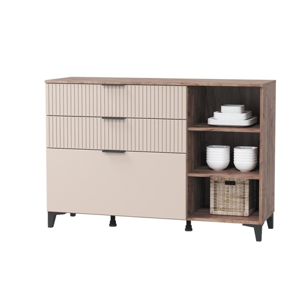 Гостиная Тоскана Комод с 1 дверцой и 3 ящиками МЛЕК (дуб табачный/бисквит(1352*935*446))