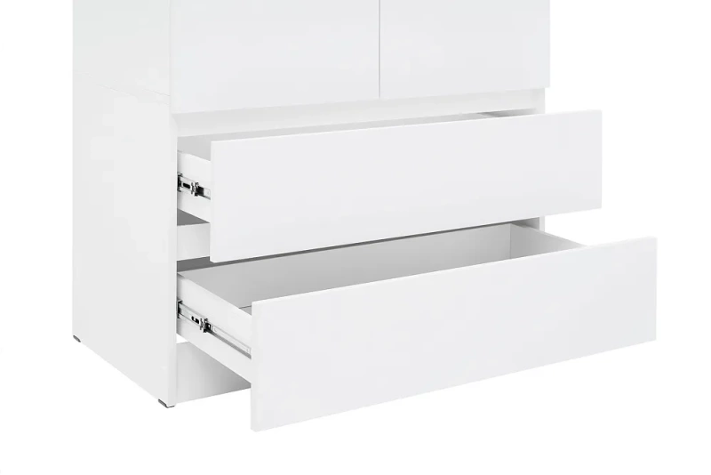 Челси Шкаф 2-х ств (2УПК) с антресоль-тумба универсальная МИФ (Белый глянец холодный, белый)