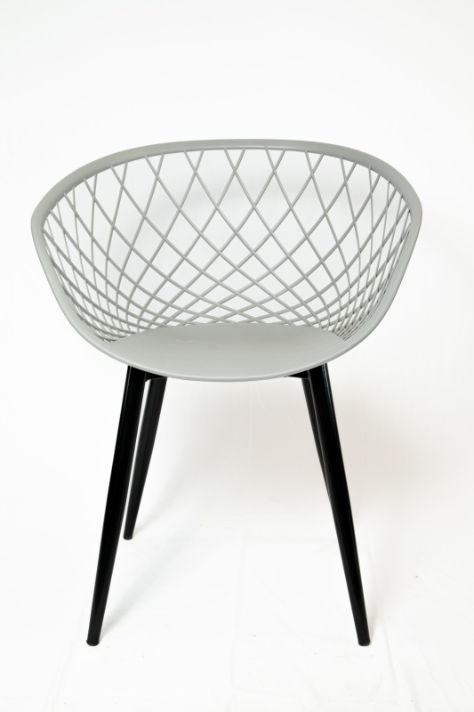 Стул Мельбурн КНР (Пластик. сиденье, черные метал. ножки СЕРЫЙ)