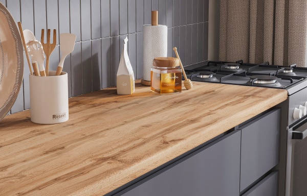 Кухня Хелен/Люмо 1,7 СТЕНД/ТВД (фасад СЕРЫЙ ГРАФИТ 0162/корпус ДУБ КРАФТ ЗОЛОТО)