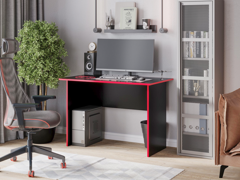 Стол компьютерный КЛ 9.2 РОСТОК (Черный / Красный)