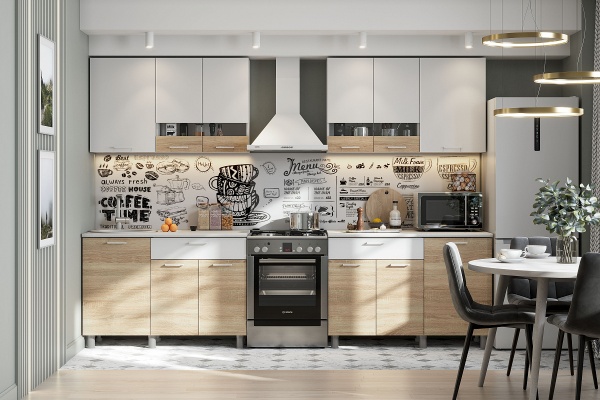 Кухонный гарнитур КГ-4 (1200) ЛДСП SV-мебель (Белый/Сонома/Белый/Антарес (1200*2142*600*600))