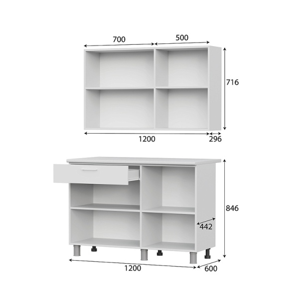 Кухонный гарнитур КГ-4 (1200) ЛДСП SV-мебель (Белый/Сонома/Белый/Антарес (1200*2142*600*600))