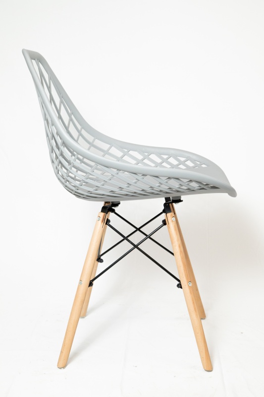 Стул Сидней КНР (Пластиковый стул с деревянными ножками и металлическим каркасом серый)