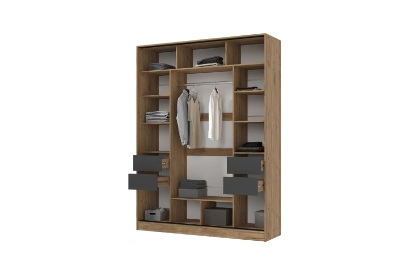 Прихожая Роджина Шкаф-купе 1800 МИФ (Графит, Дуб крафт)