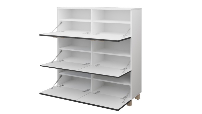 Копенгаген Обувница 6 ящиков (12 СТУЛЬЕВ) (Корпус: ЛДСП Белый, Фасад: МДФ Серый графит)