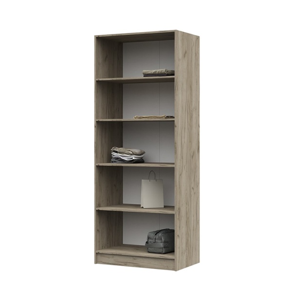 Басса (Бася)/Брио ШК 555 Шкаф полки СТЕНД/ТВД (фасад ДУБ КРАФТ БЕЛЫЙ/корпус ДУБ КРАФТ СЕРЫЙ (0,8х2,02х0,506))