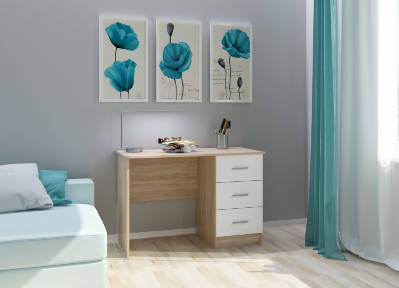 Стол ПКС-3 ПАМИР (Сонома-Белый глянец)