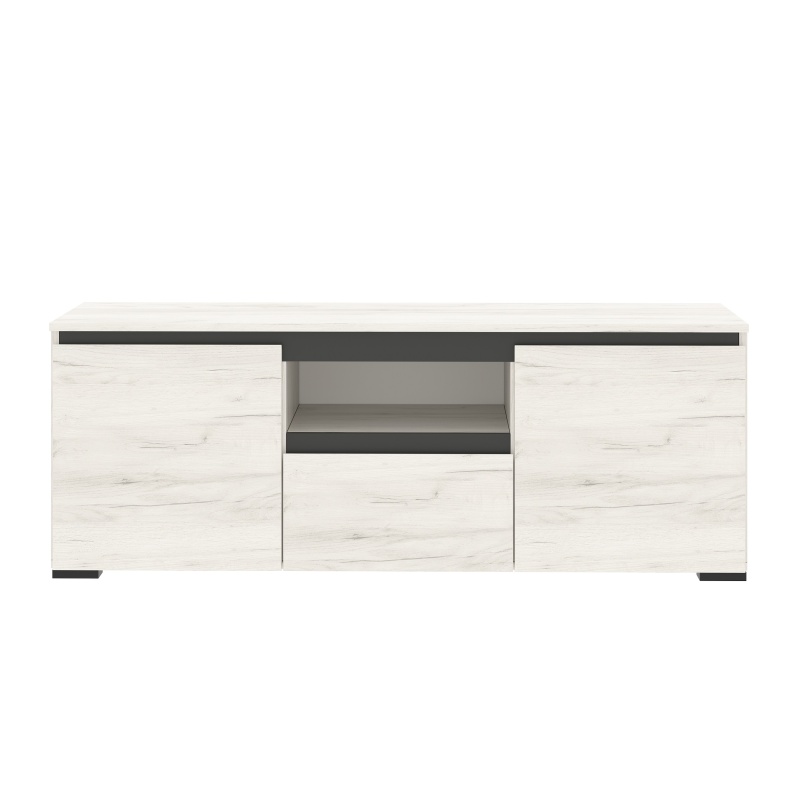 Гостиная Гретта Тумба ТВ 1350 2С1Я ПАМИР (Крафт белый-Антрацит)