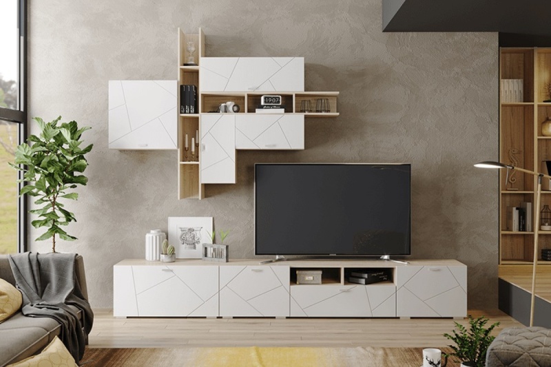 Гостиная Скайлайн Полка с перегородками 900 МЛЕК (дуб сонома св.(902*200*298))