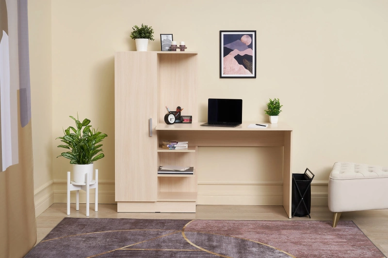 Стол компьютерный № 1 МИФ (Дуб беленый (с фурнитурой))