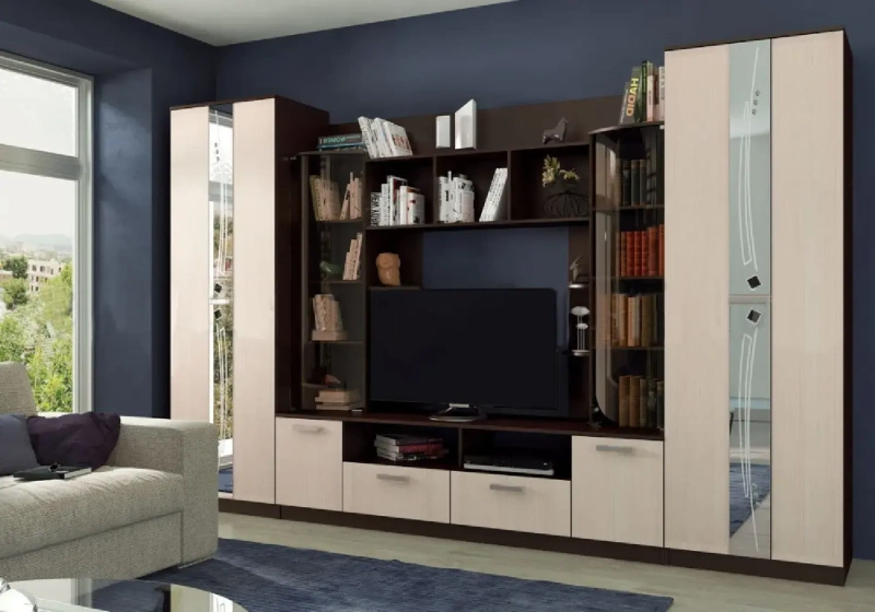 Гостиная Венеция МИФ (Дуб беленый, венге)