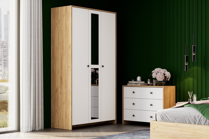 М/С Дольче Комод 3 ящика SV-мебель (Дуб золотой/Белый)