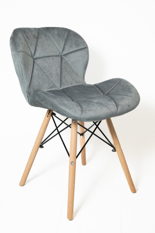 Стул Манжера КНР (бархатный стул, деревянные ножки, металлический каркас 59 темно-серый)