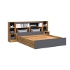 Бася Кровать 1,6м с надстройкой и тумбами МИФ (Графит/Дуб крафт золото)