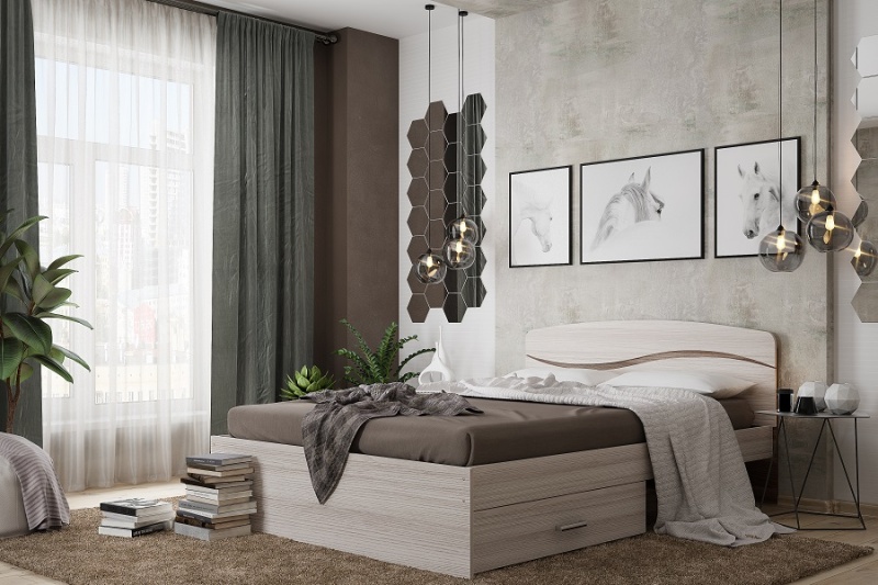 Кровать Валенсия 1200 МЛЕК (Св.ясень/Тем.ясень(1250*869*2052))