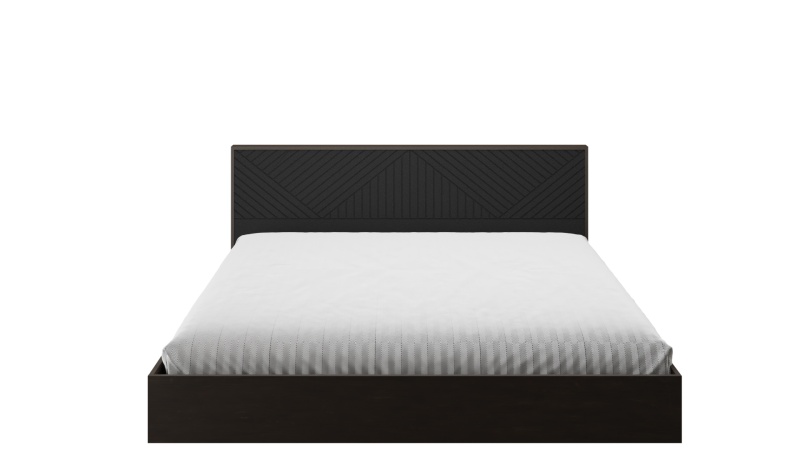 Копенгаген Кровать 1,6 с настилом (12 СТУЛЬЕВ) (Корпус: ЛДСП Венге, Фасад: МДФ Черный мат)