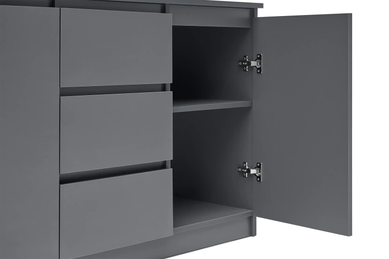 Челси Комод 1200 (2 двери 3 ящика) МИФ (Графит, графит)