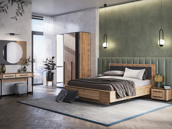 НКМ Аэлита секция №7 консоль на мет. опорах РОСТОК (Дуб Вотан / Черный (1170*758*350))