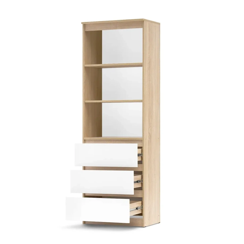 Челси Стеллаж МИФ (Белый глянец холодный, Дуб сонома)