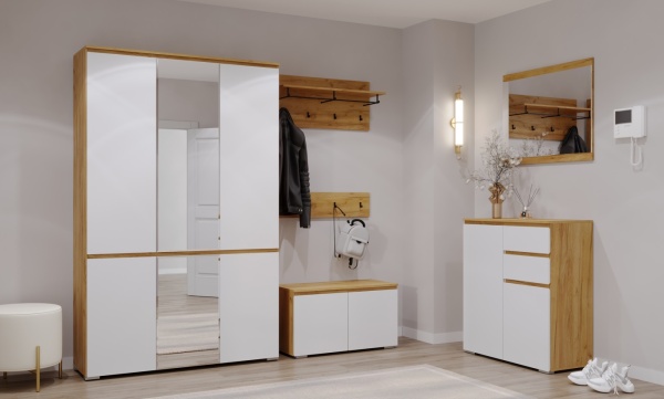 Прихожая Гретта Тумба 2С2Я ПАМИР (Крафт золотой-Белый)