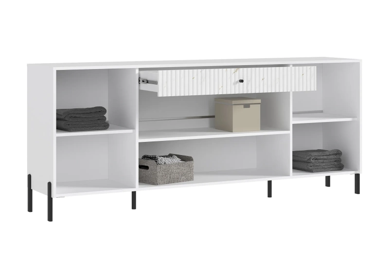 Гостиная Оливия Комод (металл) МИФ (Белый, Мрамор золото)