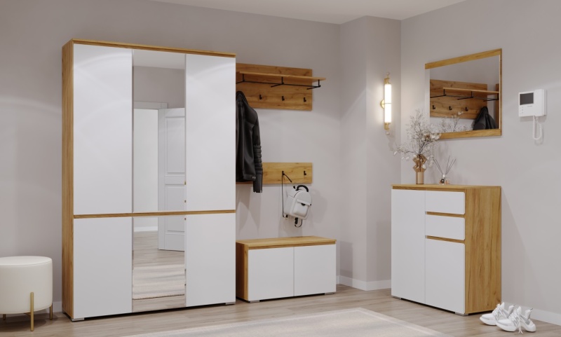 Прихожая Гретта Тумба 2С2Я ПАМИР (Крафт золотой-Белый)