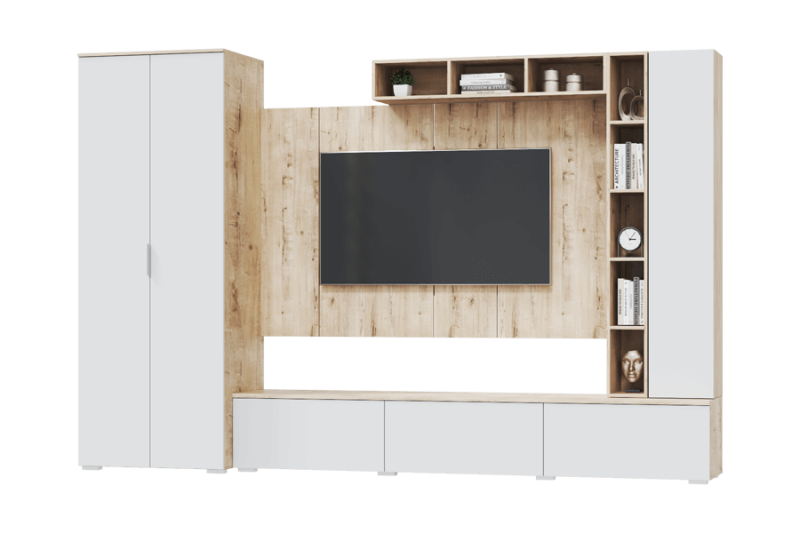 Гостиная Сканди Шкаф настенный 1 створчатый 1680 МЛЕК (Дуб бунратти/белый (316*1680*314))