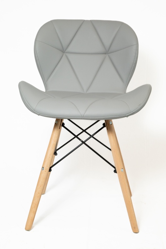 Стул Банберри КНР (Стул из искусственной кожи, деревянные ножки с металлическим каркасом. СВЕТЛО-СЕРЫЙ)