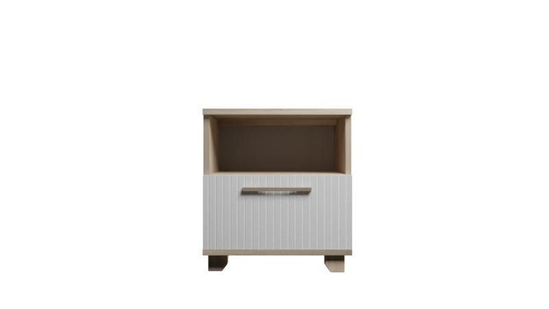 Копенгаген Тумба прикроватная с ящиком (12 СТУЛЬЕВ) (Корпус: ЛДСП Дуб Сонома, Фасад: МДФ Белый мат)