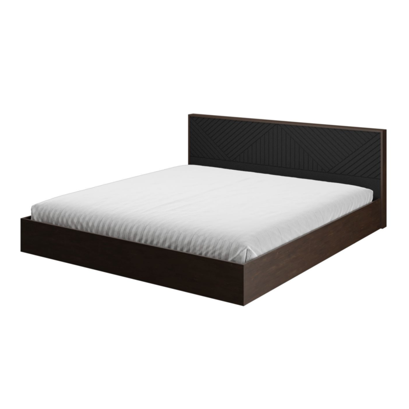 Копенгаген Кровать 1,6 с настилом (12 СТУЛЬЕВ) (Корпус: ЛДСП Венге, Фасад: МДФ Черный мат)