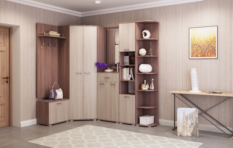 Прихожая Италия ШУ-800 Шкаф угловой ПАМИР (Шимо темный-Шимо светлый)