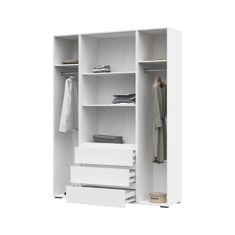 Хелен/Люмо ШК 05 Шкаф 4-х ств. с ящиками СТЕНД/ТВД (фасад БЕЛЫЙ/корпус БЕЛЫЙ (1600х2080х460))