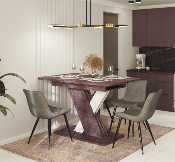 Стол раздвижной Крокус МЛЕК (камень темный/белый (1200(1600)*755*750))