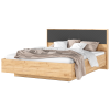 Спальный гарнитур Флэш Кровать парящая 1,6м (ортопед дерево) МИФ (Браш Графит, Дуб Крафт золото)