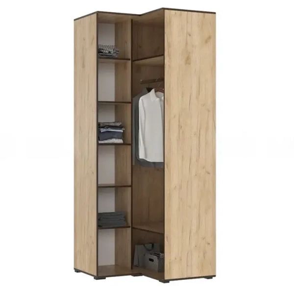 Норд Шкаф угловой МИФ (Дуб Крафт (Золотой)(КРОМКА ВЕНГЕ))