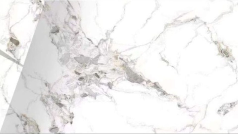 Стол Джорджио Керамика 2000 Ваша Мебель (Керамика 07 BG Senates мрамор белый глянец, МДФ черный, каркас муар черный (полка 300;2000(2600)х900) )