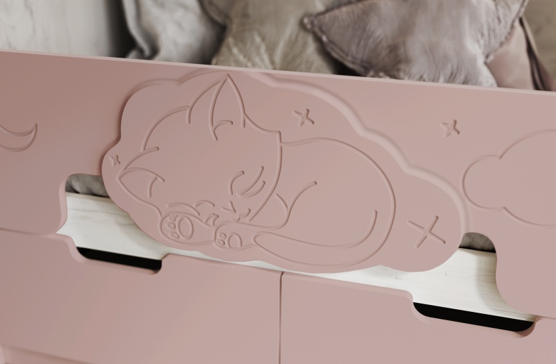 Детская серия Юниор-4 Кровать 1,6*0,8м МИФ (Шарли Pink/Дуб Крафт Белый)