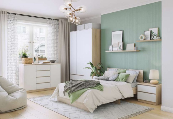 Спальный гарнитур Лори Шкаф 1 дверный МЛЕК (Дуб Сонома св/Белый(452*2273*577) СНЯТ)