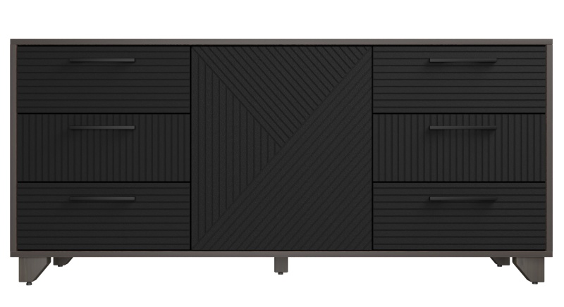 Копенгаген Комод (12 СТУЛЬЕВ) (Корпус: ЛДСП Венге, Фасад: МДФ Черный мат)